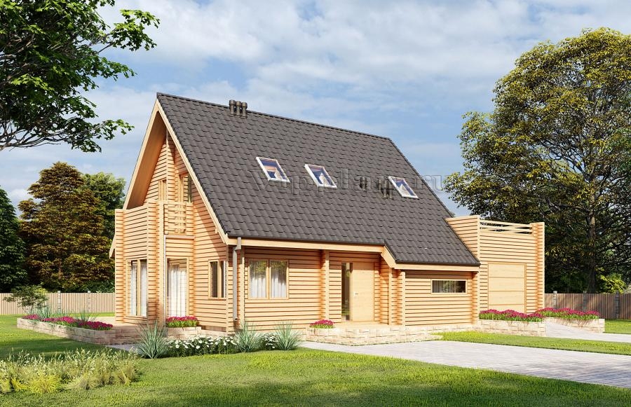 Одноэтажный дом с мансардой, гаражом и террасой