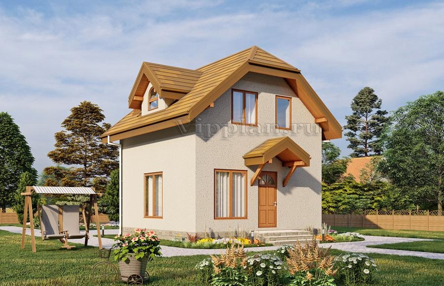 Одноэтажный дом с мансардой и террасой