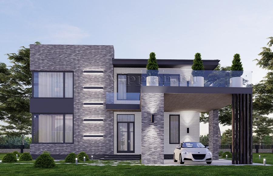 Двухэтажный дом с четырьмя спальнями, террасой, балконом и навесом под автомобиль