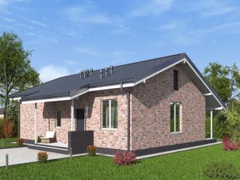 Одноэтажный дом с тремя спальнями, кухней-гостиной и террасой